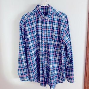 Men’s Vineyard Vine Classic Fit Tucker shirt size L blue plaid